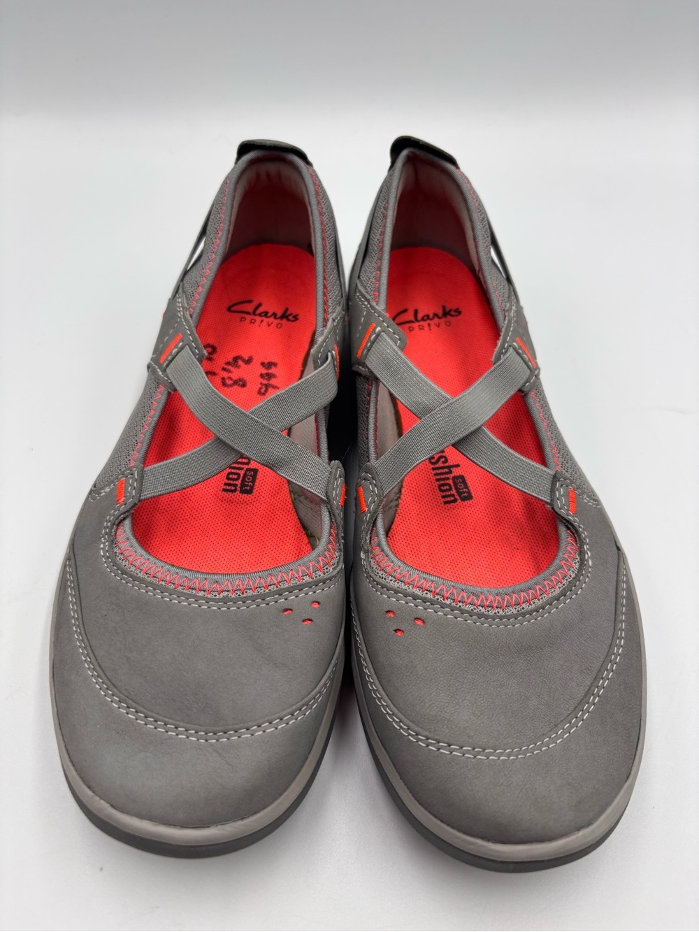 Privo by Clarks Aria Mary Jane Shoes Womens 8.5M Comfort Straps Gray Leather NEW - Picture 2 of 9